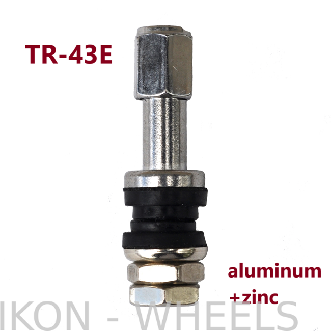 TR43E al (алюминий+цинк)  вентиль разборный металлический воздушный для бескамерной шины хромированный