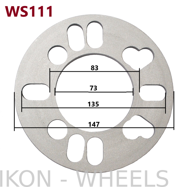 проставка колесного диска WS-111  7 мм универсальная 4 / 5 отверстий PCD 95-123