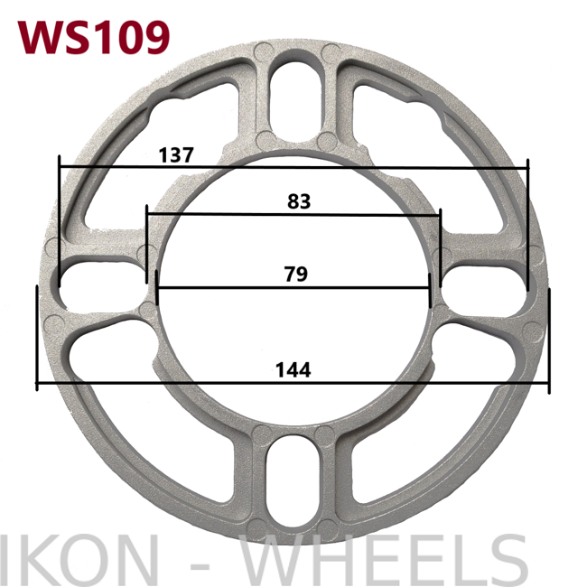 проставка колесного диска WS-109  5 мм универсальная 4 / 5 отверстий PCD 95-125